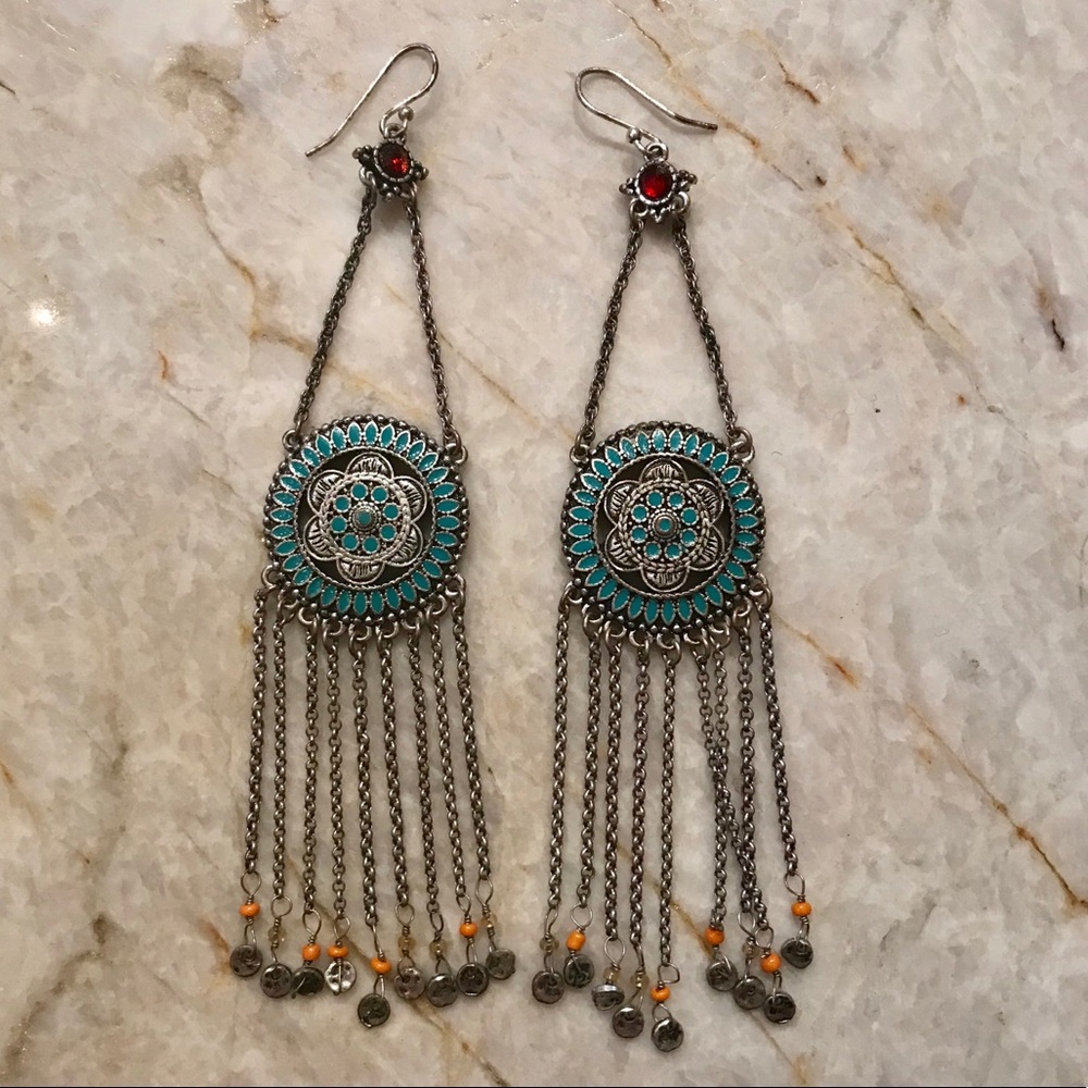 Fossil Earrings - Mandala or Dreamcatcher Look